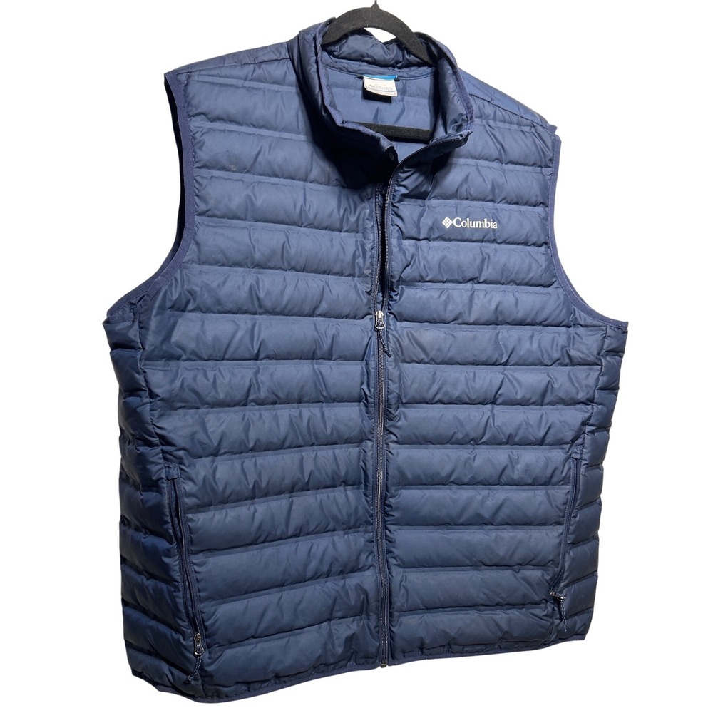Columbia Puffer Vest Navy Blue Full Zip Quilted Sleeveless Jacket Men's XXLarge